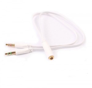 3.5mm AUX Headphone Microphone Cable Coupler Adapter 4 Pole Female to 2x 3 Pole Male
