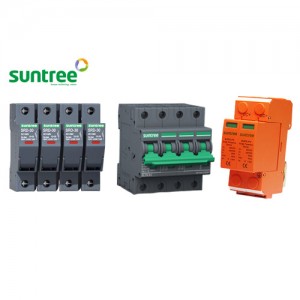 Suntree DIY 2in-1out 1000V DC Solar PV Combiner Box Kit - Fuse Holder + SPD + 63A 4P Breaker
