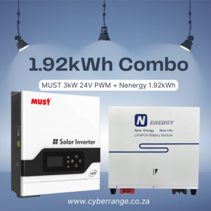 MUST 3kW PWM Inverter + 1.92kWh LiFePO4 Battery Loadshedding Backup Combo