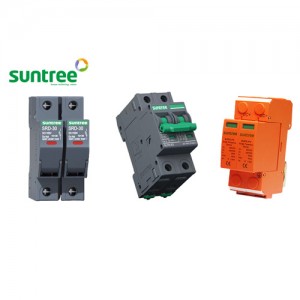 Suntree DIY 1in-1out 550V DC Solar PV Combiner Box Kit - Fuse Holder + SPD + 63A 2P Breaker
