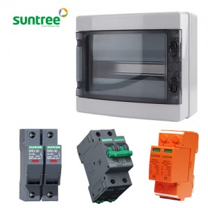 Suntree DIY 1in-1out 550V DC Solar PV Combiner Box Kit - Fuse Holder + SPD + 63A 2P Breaker + 12Way DB